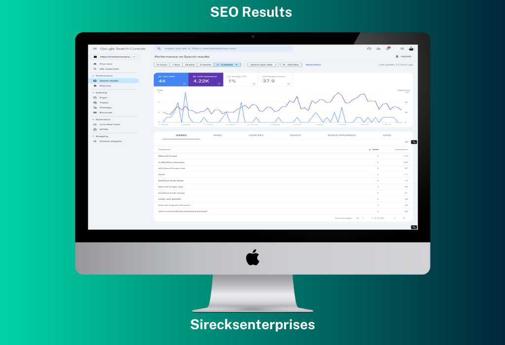 Sirecksenterprises - Search Engine Console Result